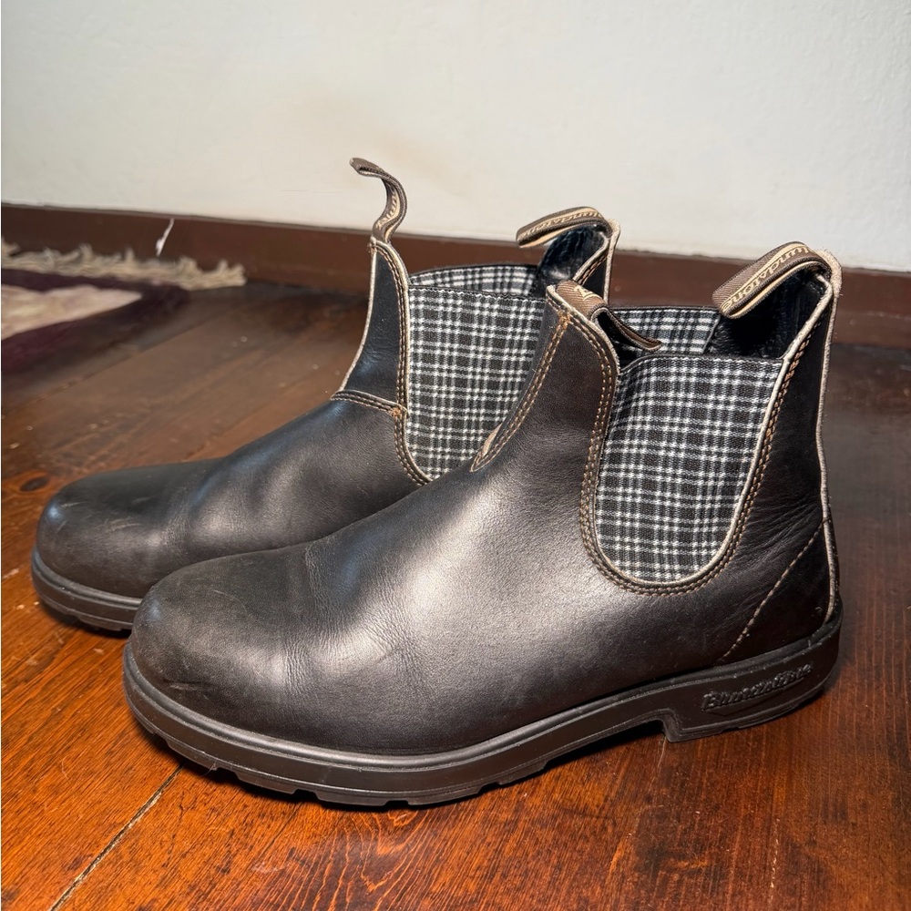 Blundstone #2012 Leather Chelsea Boot w/Plaid 9.5AU unisex